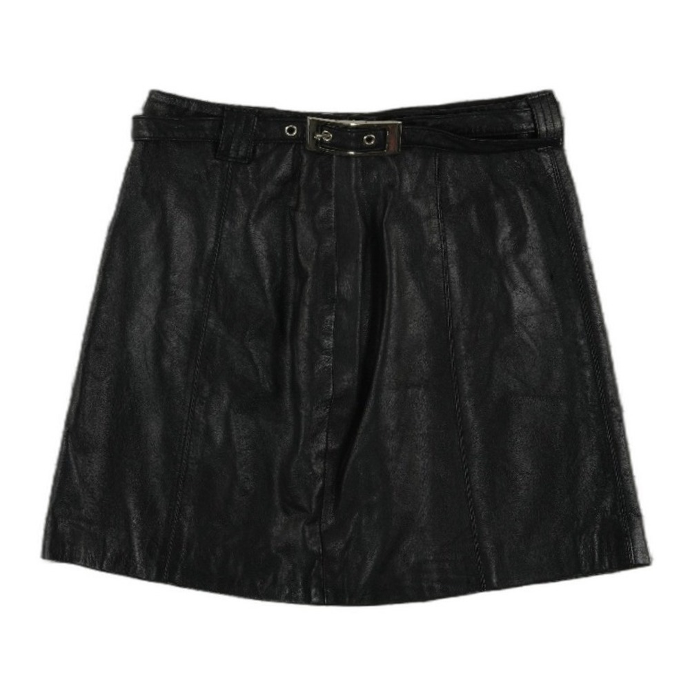 Wilsons Leather Maxima Mini Skirt Women's Size 4 Black Belted 100% Leather